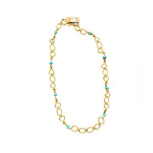 Ralph Lauren layered necklace with hammered gold links and turquoise accents